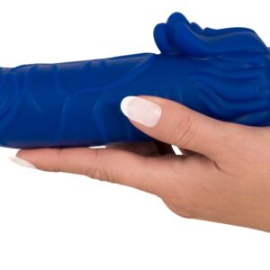 Vibrator „Vibra Lotus Penis“, 20 cm, mit 7 Vibrationsstufen, stark geädert, blau