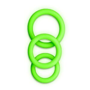 3 pcs Cock Ring Set – Glow in the Dark – Neon Green